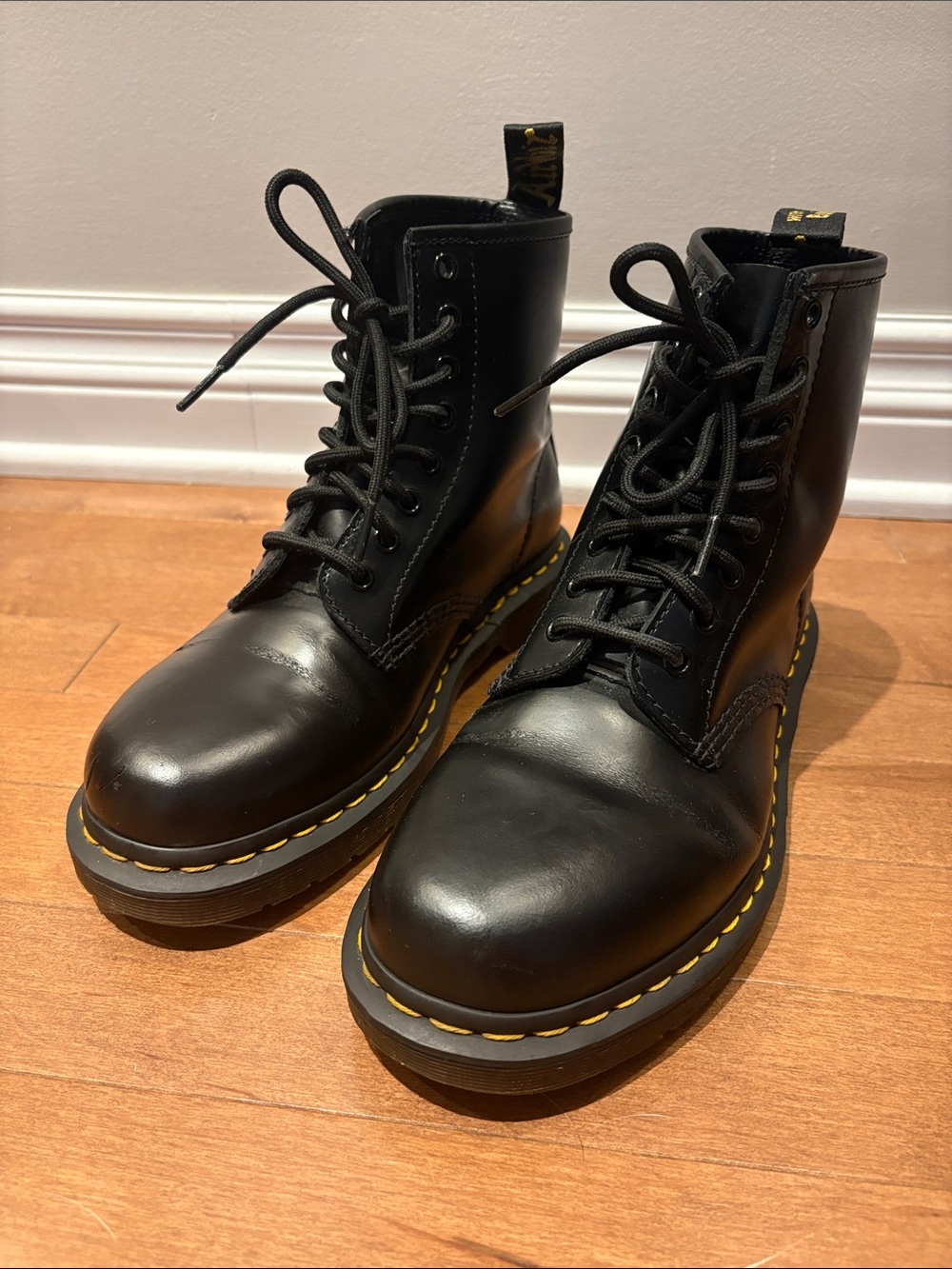 Dr. Martens 8-Eye Smooth Leather Boots - Black - Size Women's 8 / EU 39